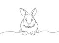 Argente Rabbits, American Chinchilla bunny one line art. Continuous line drawing of pet, mammal, breed, zodiac, china