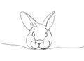 Argente Rabbits head, American Chinchilla bunny one line art. Continuous line drawing of pet, mammal, breed, zodiac