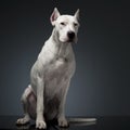 Argentin Dog sitting on the studio table Royalty Free Stock Photo