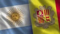 Argentina and Andorra Realistic Half Flags Together