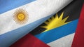 Argentina and Antigua and Barbuda two flags textile cloth, fabric texture