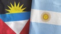 Argentina and Antigua and Barbuda two flags textile cloth 3D rendering