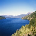 Argentina Bariloche landscape with forest and Lake Nahuel Huapi