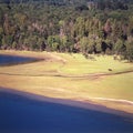 Argentina Bariloche landscape with forest and Lake Nahuel Huapi