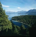 Argentina Bariloche landscape with forest and Lake Nahuel Huapi