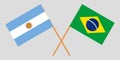 Argentina and Brazil. The Argentinean and Brazilian flags. Official colors. Correct proportion. Vector