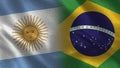 Argentina and Brazil Realistic Half Flags Together