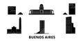 Argentina, Buenos Aires City flat travel skyline set. Argentina, Buenos Aires City black city vector illustration Royalty Free Stock Photo