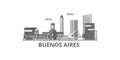 Argentina, Buenos Aires City city skyline isolated vector illustration, icons