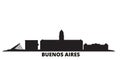 Argentina, Buenos Aires city skyline isolated vector illustration. Argentina, Buenos Aires travel black cityscape Royalty Free Stock Photo