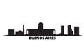 Argentina, Buenos Aires City city skyline isolated vector illustration. Argentina, Buenos Aires City travel black Royalty Free Stock Photo