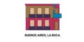 Argentina, Buenos Aires, La Boca, travel landmark vector illustration