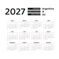 Argentina Calendar 2027. Week starts from Sunday.