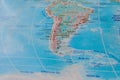 Argentina, Chile and Uruguay in close up on the map. Focus on the name of country. Vignetting effect Royalty Free Stock Photo