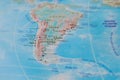 Argentina, Chile and Uruguay in close up on the map. Focus on the name of country. Vignetting effect Royalty Free Stock Photo