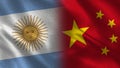 Argentina and China Realistic Half Flags Together