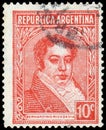 Stamp printed in the Argentina shows Bernardino Rivadavia Royalty Free Stock Photo