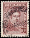 Stamp printed in the Argentina shows Bernardino Rivadavia Royalty Free Stock Photo