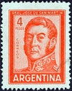 ARGENTINA - CIRCA 1959: A stamp printed in Argentina shows General Jose de San Martin, circa 1959. Royalty Free Stock Photo