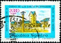 Stamp printed in Argentina shows Civic Centre, Bariloche