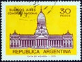 ARGENTINA - CIRCA 1974: A stamp printed in Argentina shows Congress Building, Buenos Aires, circa 1974.