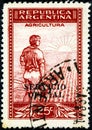 Stamp printed in the Argentina shows farmer meets the dawn on the field, series country product