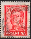 ARGENTINA - CIRCA 1966: A stamp printed in Argentina shows Jose Francisco de San Martin 1778-1850, Personalities and Landscapes