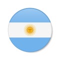 Argentina circle button icon. Argentinian round badge flag. 3D realistic isolated vector illustration Royalty Free Stock Photo