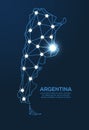 Argentina communication network map. Vector low poly image of a global map with lights in the form of cities. Map in the form of a Royalty Free Stock Photo