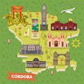 Argentina Cordoba map with sightseeing landmarks