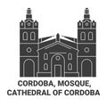 Argentina, Cordoba, Mosque, Cathedral Of Cordoba travel landmark vector illustration Royalty Free Stock Photo