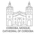 Argentina, Cordoba, Mosque, Cathedral Of Cordoba travel landmark vector illustration Royalty Free Stock Photo