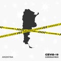 Argentina country map Lockdown template for Coronavirus pandemic for stop virus transmission