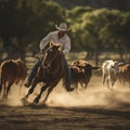 argentina cowboy roping a calf Royalty Free Stock Photo