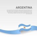 Argentina flag background. National poster. Wavy ribbon argentina flag colors on white background. Vector banner design Royalty Free Stock Photo