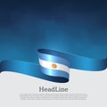 Argentina flag background. Wavy ribbon argentina flag colors on a blue white background. National poster. Vector banner design