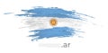 Argentina flag. Brush strokes, grunge. Stripes colors of the argentinian flag on gray background. Vector design national poster, Royalty Free Stock Photo