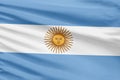 Argentina flag is depicted on a sport stitch cloth fabric with folds