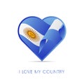 Argentina flag in heart. I love my country. sign. Vector. Royalty Free Stock Photo