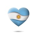 Argentina flag icon in the shape of heart. Waving in the wind. Abstract argentine waving flag. Paper cut style. Vector icon Royalty Free Stock Photo