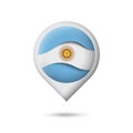 Argentina flag icon in shape of pointer, map marker. Waving in the wind. Abstract argentine waving flag. Paper cut. Vector Royalty Free Stock Photo