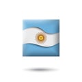 Argentina flag icon in shape of square. Waving in the wind. Abstract argentine waving flag. Paper cut style. Vector icon Royalty Free Stock Photo