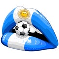 Argentina Flag Lipstick Soccer Supporters Royalty Free Stock Photo