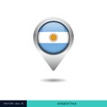 Argentina flag map pin vector design template. Royalty Free Stock Photo