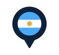 Argentina flag and map pointer icon. National flag location icon vector design, gps locator pin. vector illustration