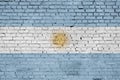 Argentina flag is painted onto an old brick wall Royalty Free Stock Photo