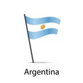 Argentina flag on pole, infographic element on white Royalty Free Stock Photo