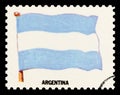 ARGENTINA FLAG - Postage Stamp isolated on black