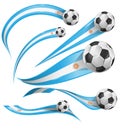 argentina flag set with soccer ball set icon Royalty Free Stock Photo