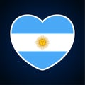 Argentina flag in a shape of heart. Icon flat heart symbol of love on the background national flag. Vector illustration Royalty Free Stock Photo